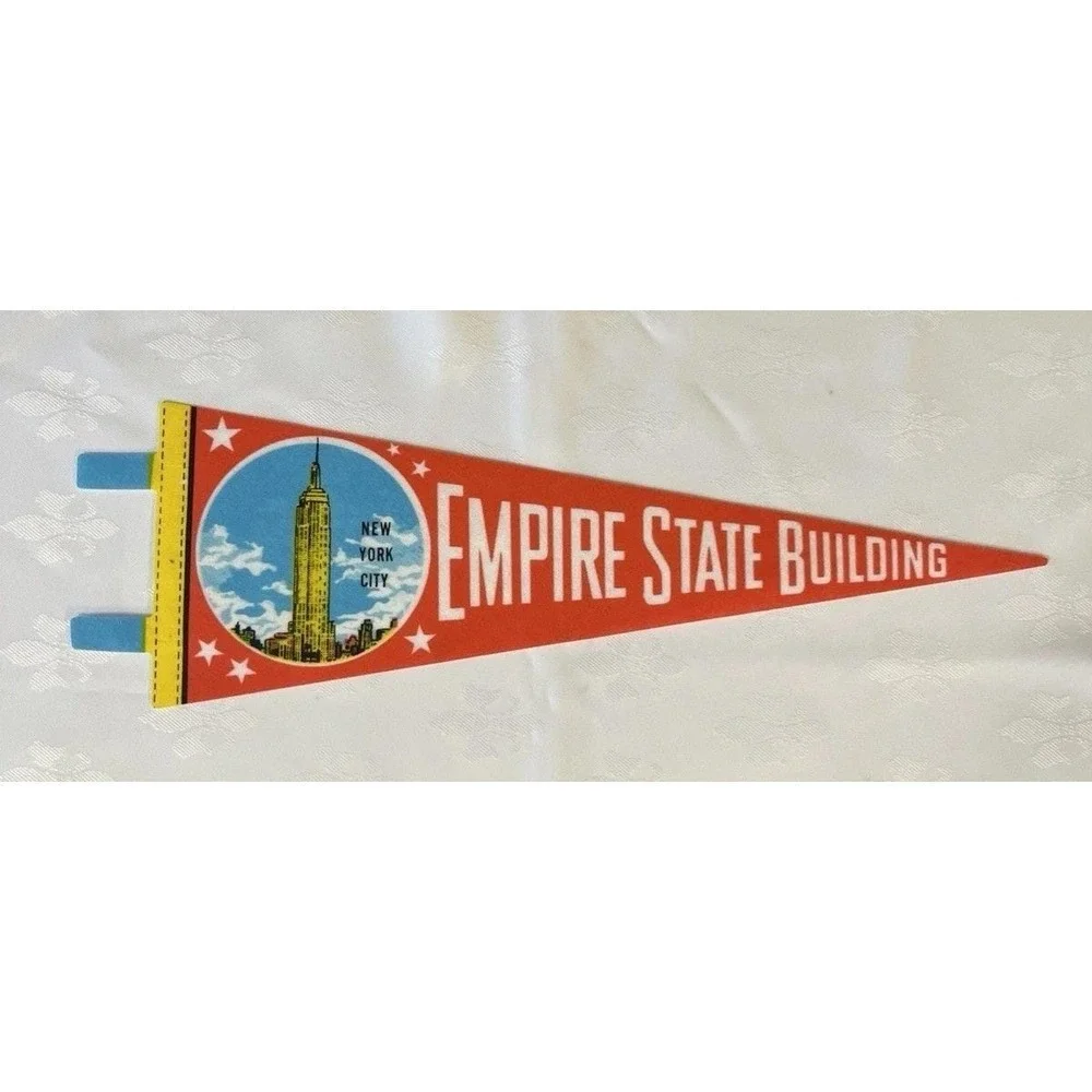 4 Vintage New York City Souvenir Pennants  Retro Chinatown ,Dragon , Skyline